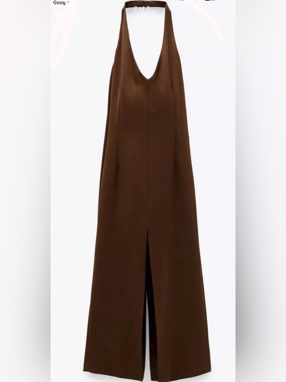 NWT Zara Copper Brown Slit Halter Dress - Size Medium